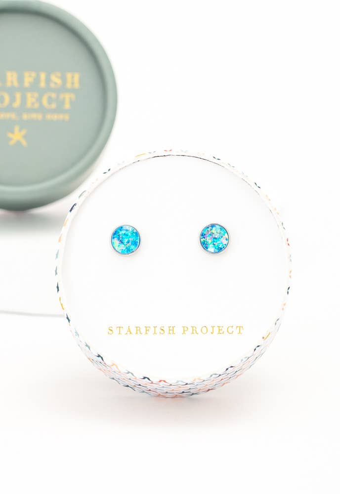 "Lora" Blue & Silver Earrings