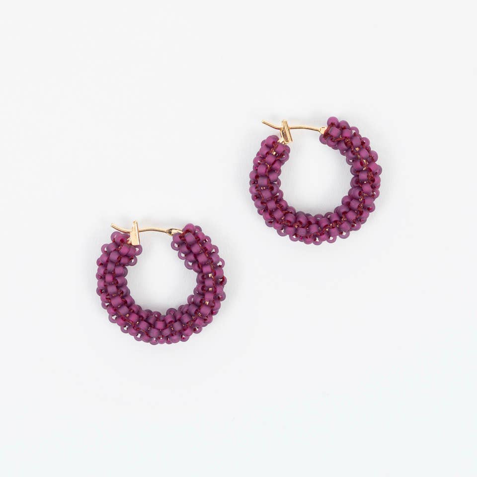Pop of Color Beaded Hoop Earring