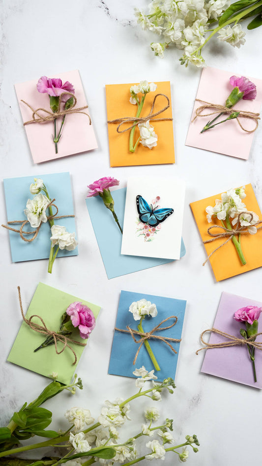 Quilled Gift Enclosure, "Butterfly and Flowers"