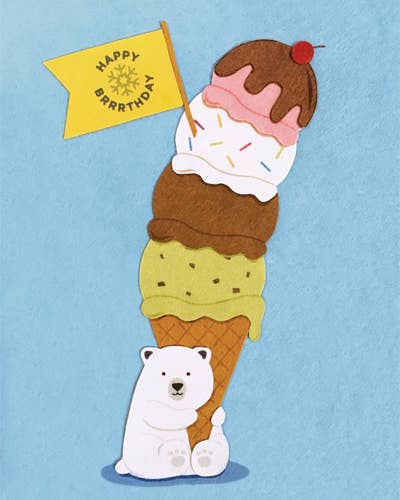 Recycled Paper Card, Polar Bear Birthday