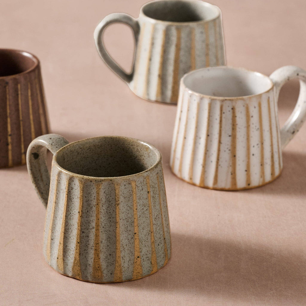 Sundara Conical Fluted Ceramic Espresso Mugs^