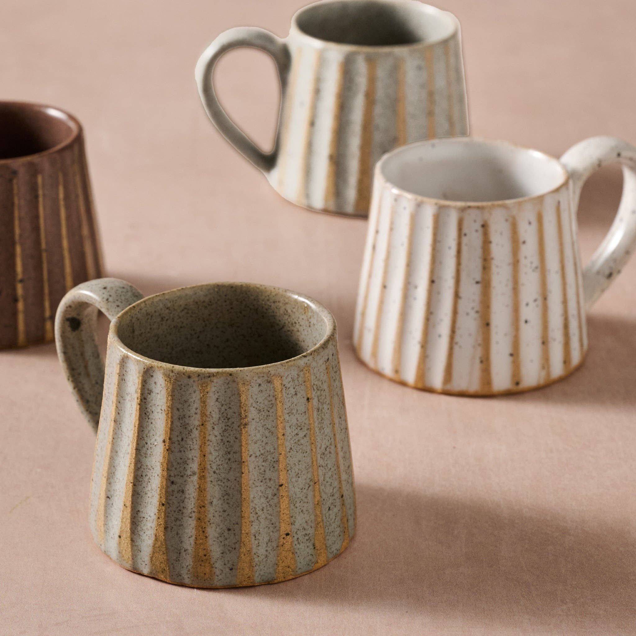 Sundara Conical Fluted Ceramic Espresso Mugs^