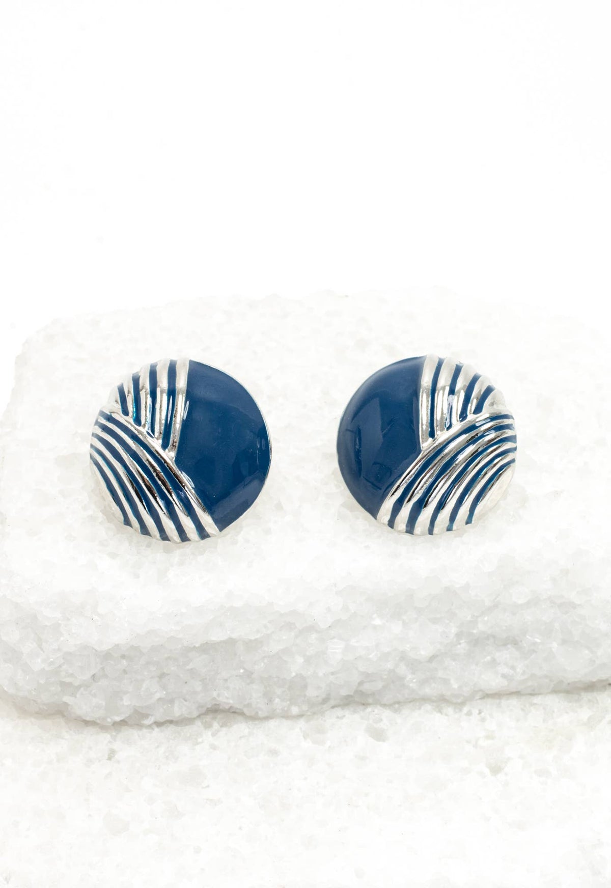"Serenity Wave" Earrings in Silver & Cobalt Blue