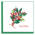 Quilled Greeting Card, "Holly Berry Bunch"