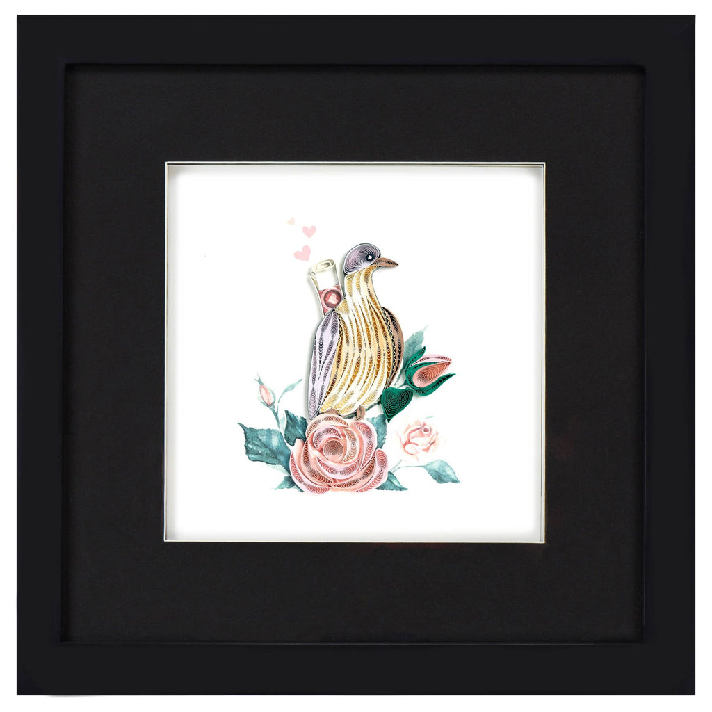 Quilled Greeting Card, "Carrier Pigeon Love Letter"