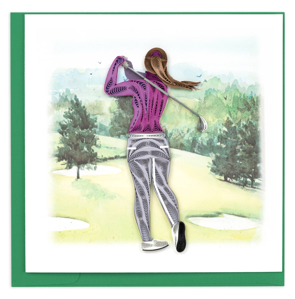 Quilled Greeting Card, "Female Golfer"