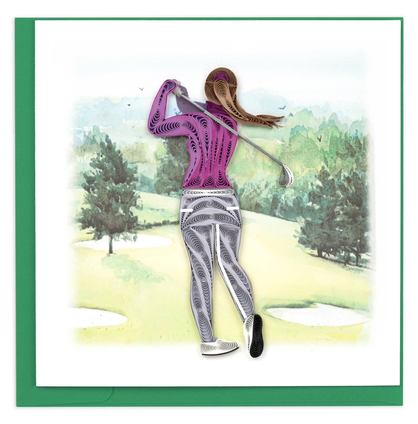 Quilled Greeting Card, "Female Golfer"