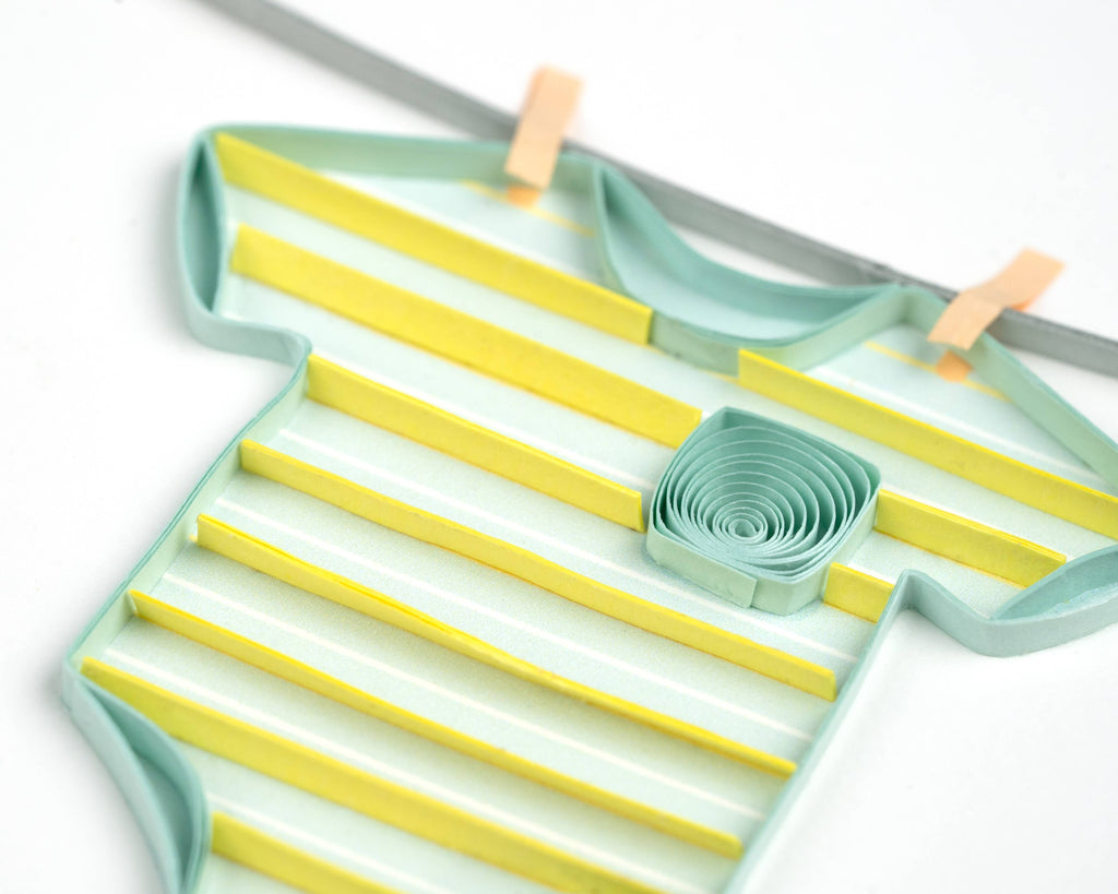 Quilled Greeting Card, "Baby Clothesline"