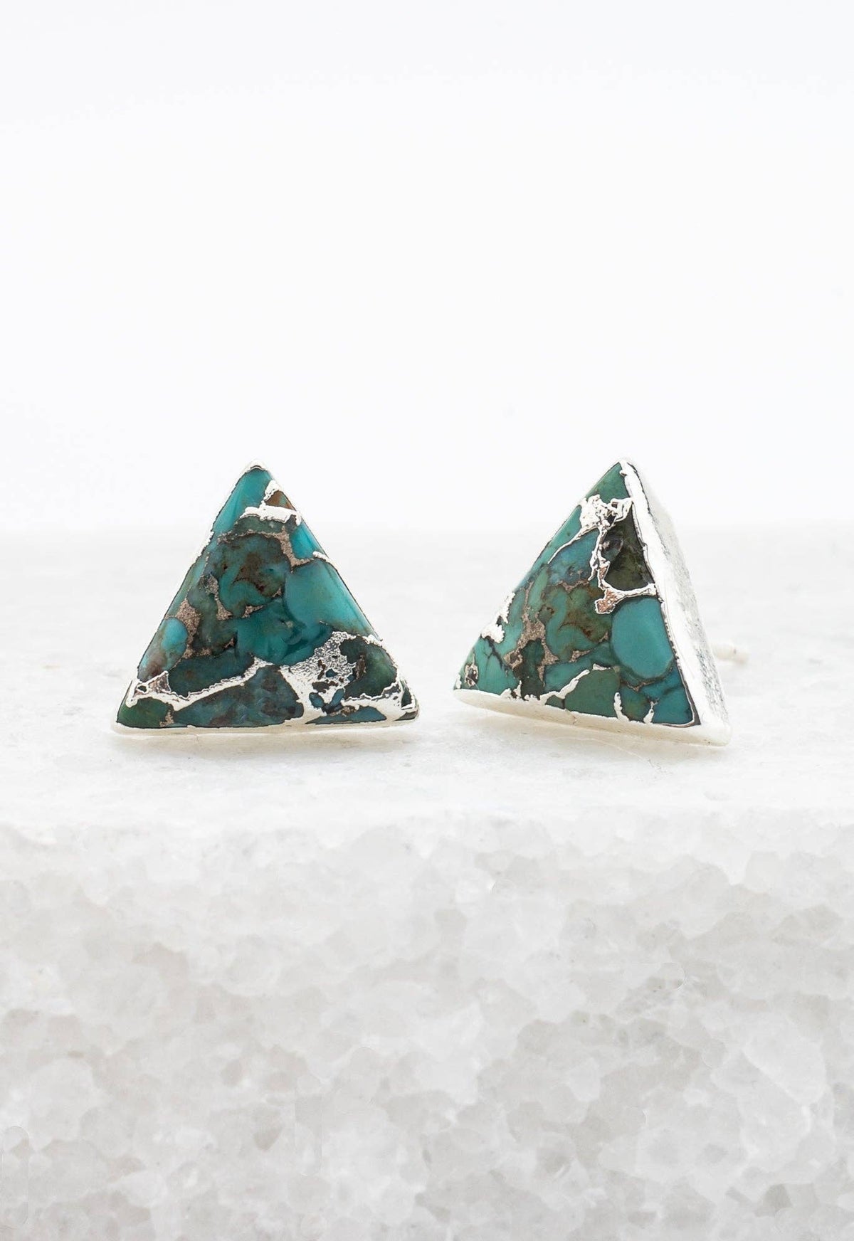 "Ellie Triangle" Turquoise Studs in Sterling Silver
