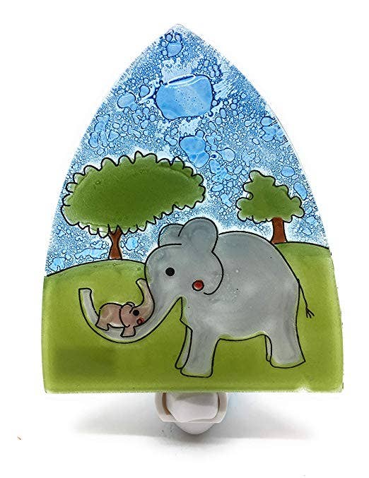 Glass Night Light - Enchanted Elephants