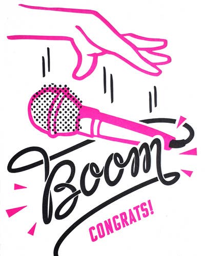 Recycled Paper Card, "Mic Boom" Congrats