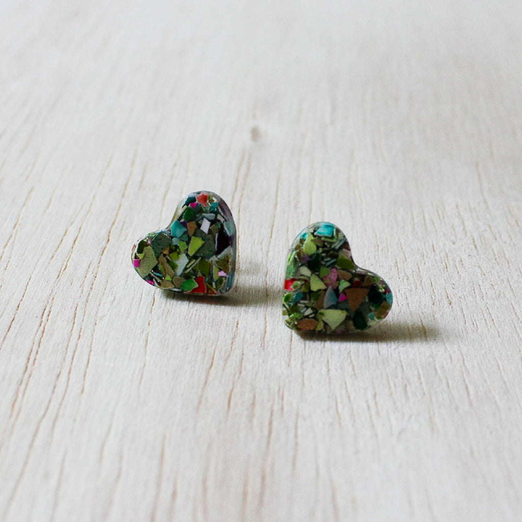 Resin Heart Stud Earrings