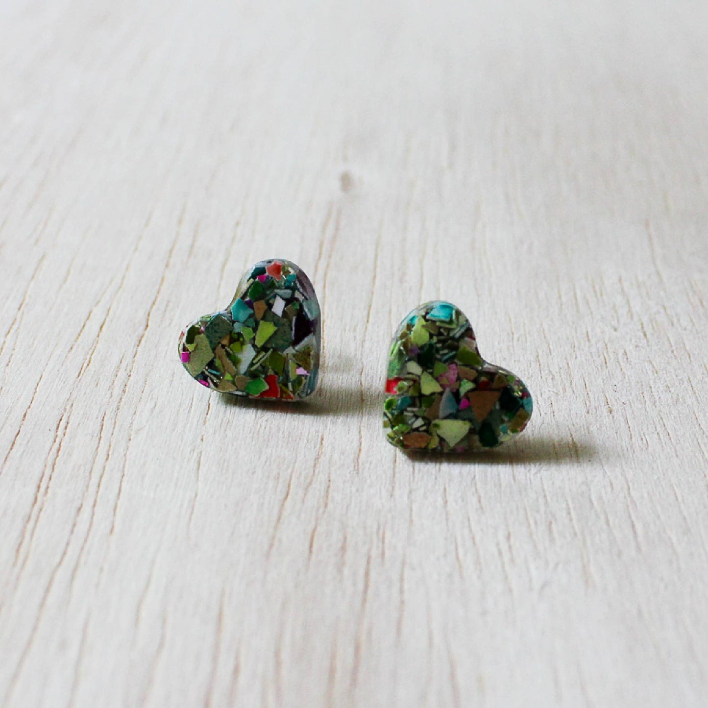 Resin Heart Stud Earrings