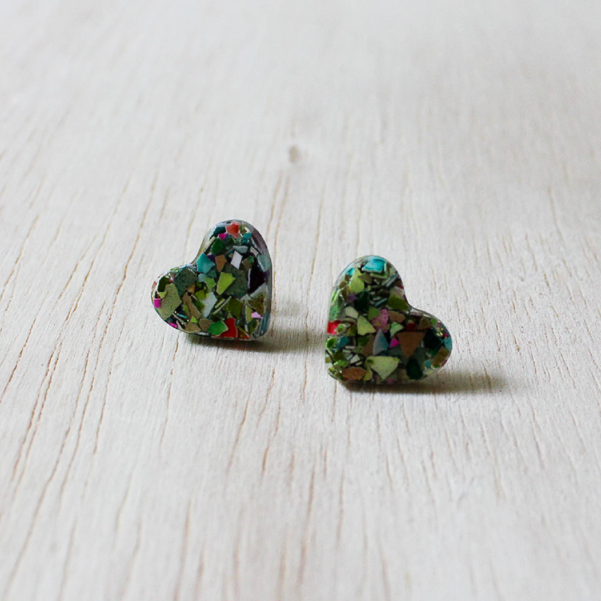 Resin Heart Stud Earrings