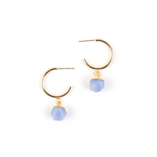 Earrings, Faceted Stone Hoop