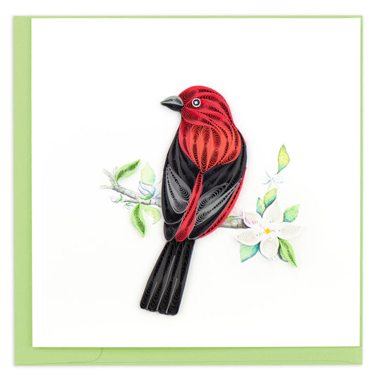 Quilled Greeting Card, "Scarlet Tanager"