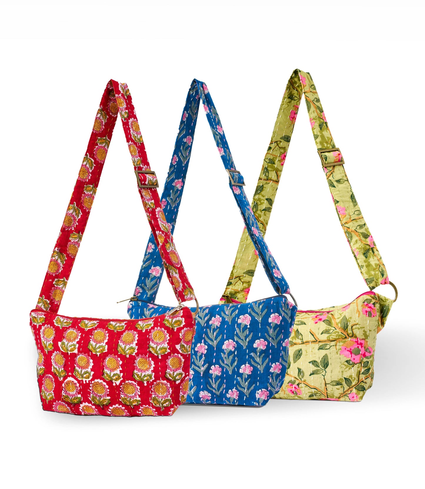 Kantha Crossbody Sling Bag, Assorted Cotton Prints^