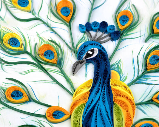 Quilled Greeting Card, "Peacock Feather Display"