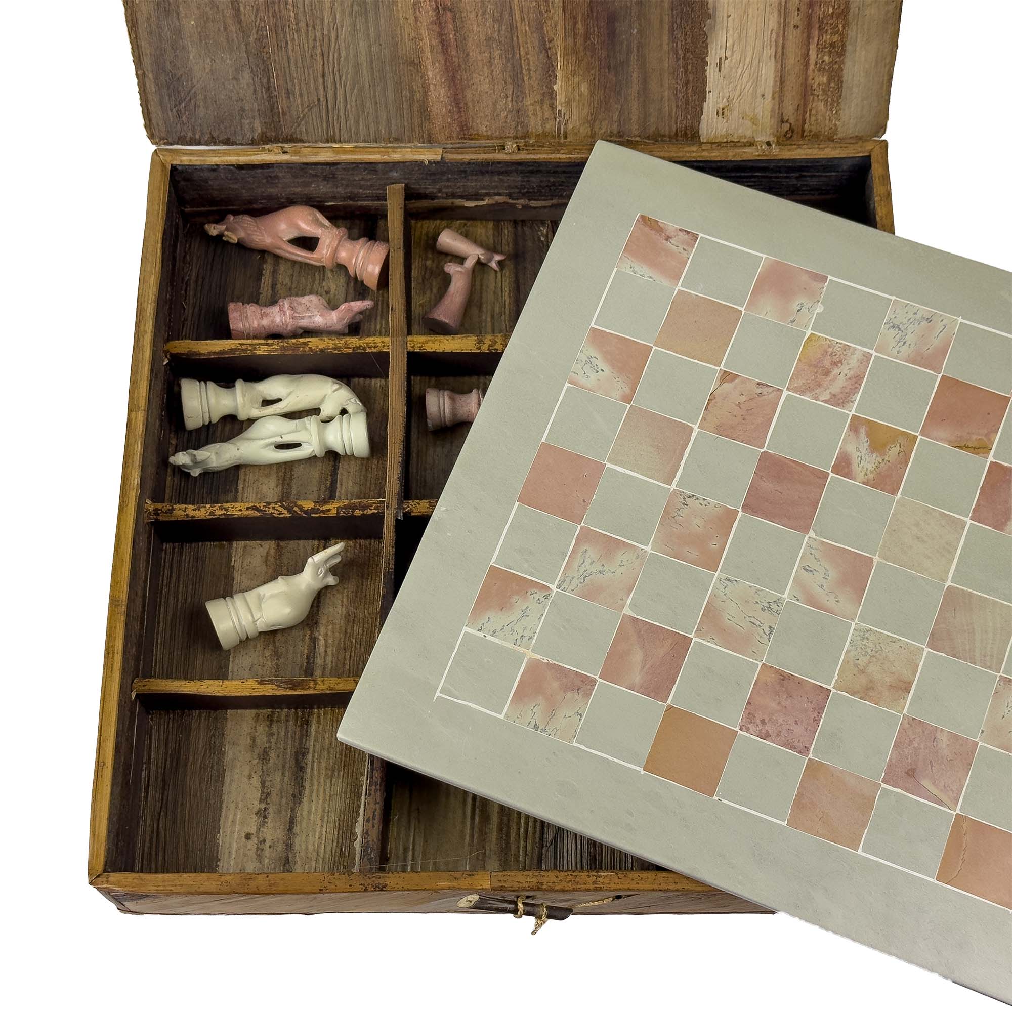Safari Animal Hand Carved Soapstone Chess Set w/Box