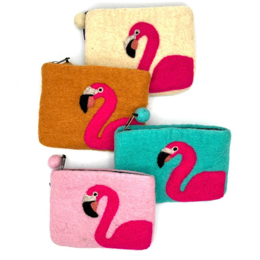 Flamingo Felt Coin Purse