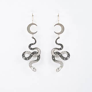Silver Celestial Snake Earrings