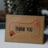 Thank You Hand Stitched Greeting Cards, Variety Set of 10
