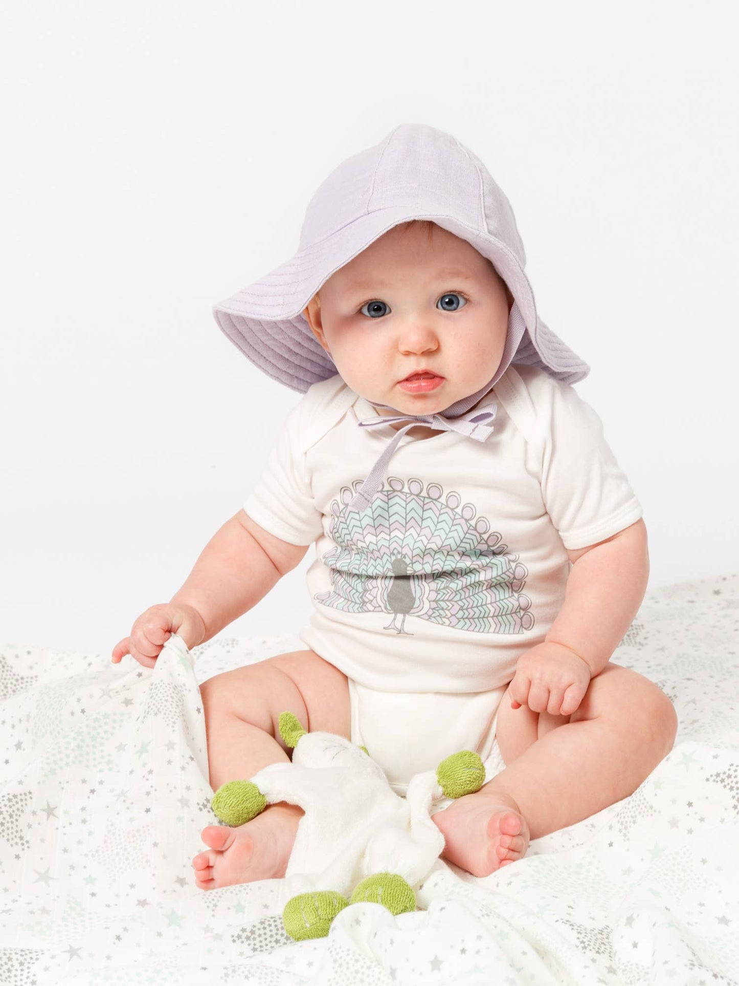 Organic Graphic Bodysuit, "Peacock"