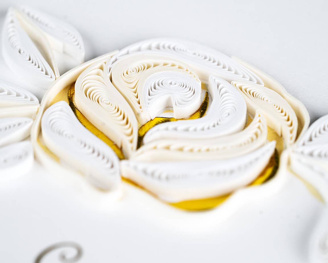 Quilled Greeting Card, "White Rose Wedding"