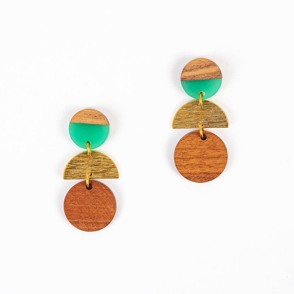 Wood Disc Stack Earrings