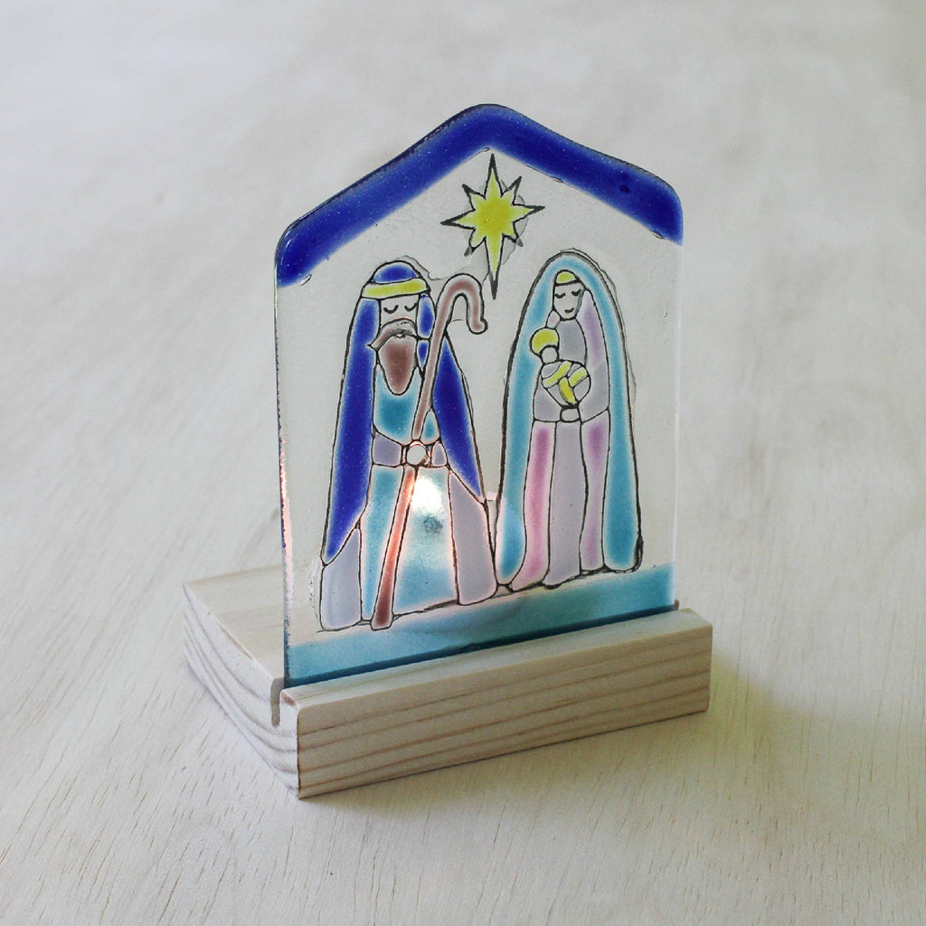 Chilean Glass and Wood Nativity