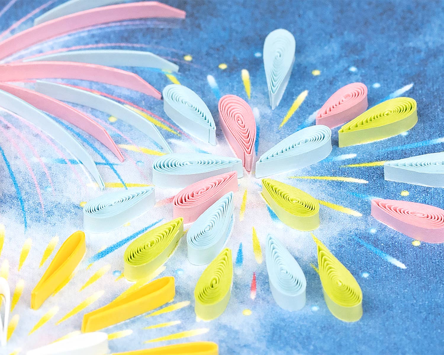 Quilled Greeting Card, "Fireworks Display"