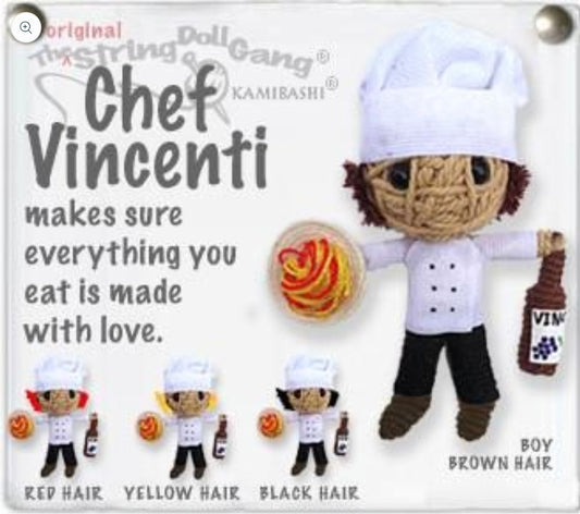 Keychain String Doll, "Chef Vincenti (Boy)"