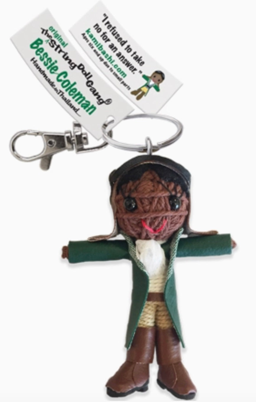 Keychain String Doll, "Bessie Coleman"