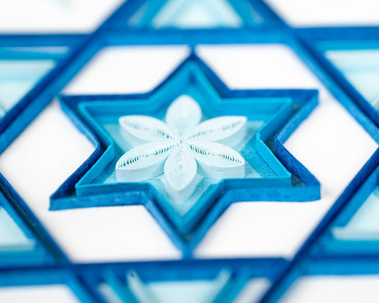 Quilled Greeting Card, "Blue Star of David"