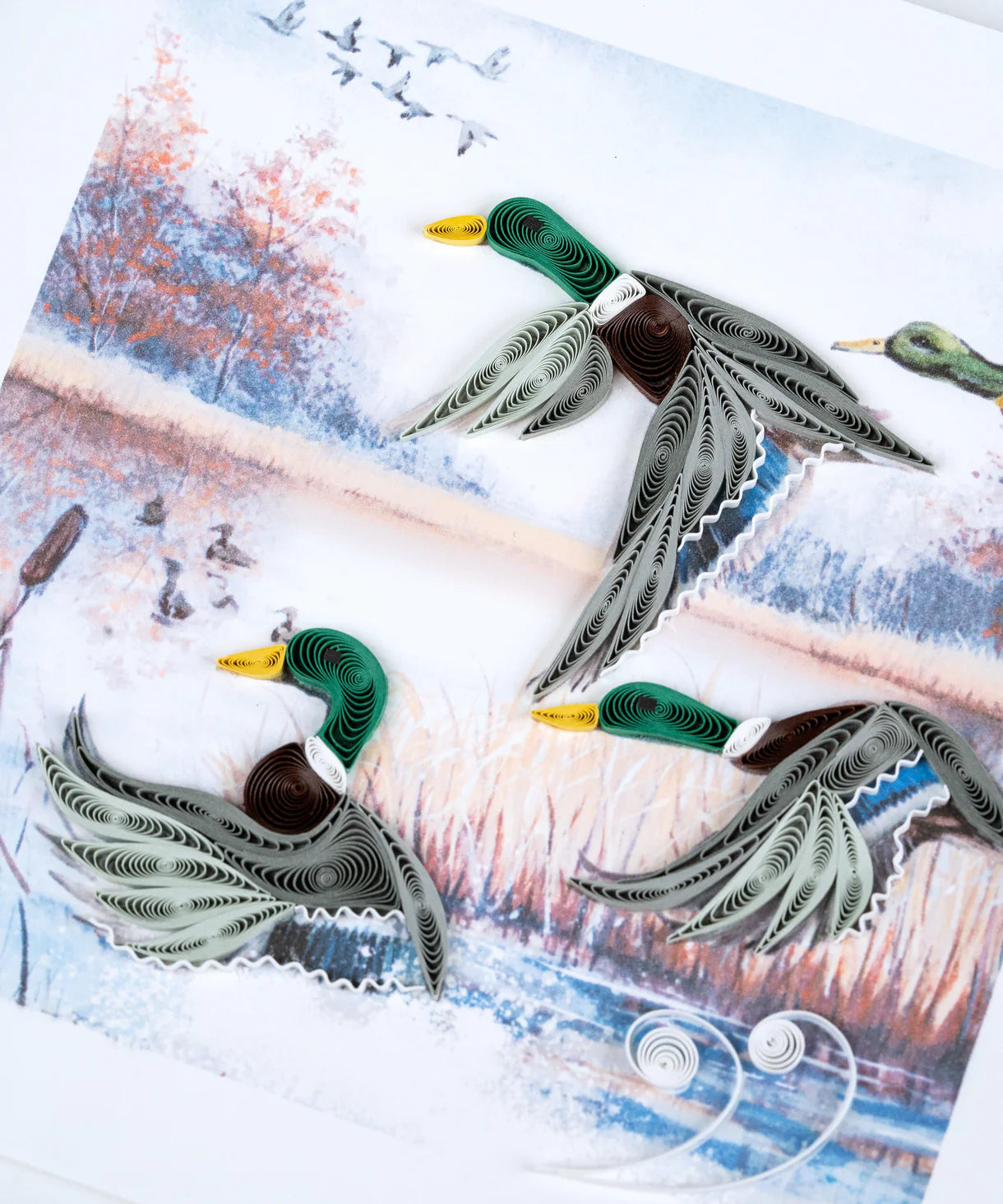 Quilled Greeting Card, "Duck Migration"