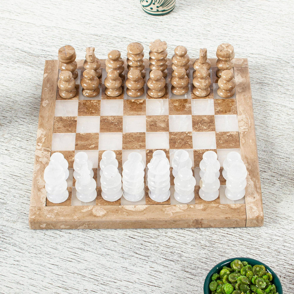 Brown And White Challenge Chess Set