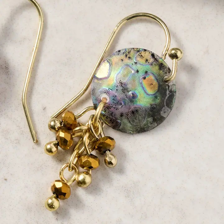Sequin and Brass Bead "Thanda" Earrings
