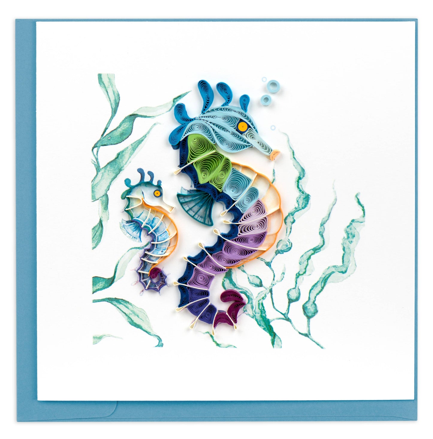 Quilled Greeting Card, "Colorful Seahorse"