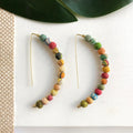 Earrings, Kantha Linear Arc