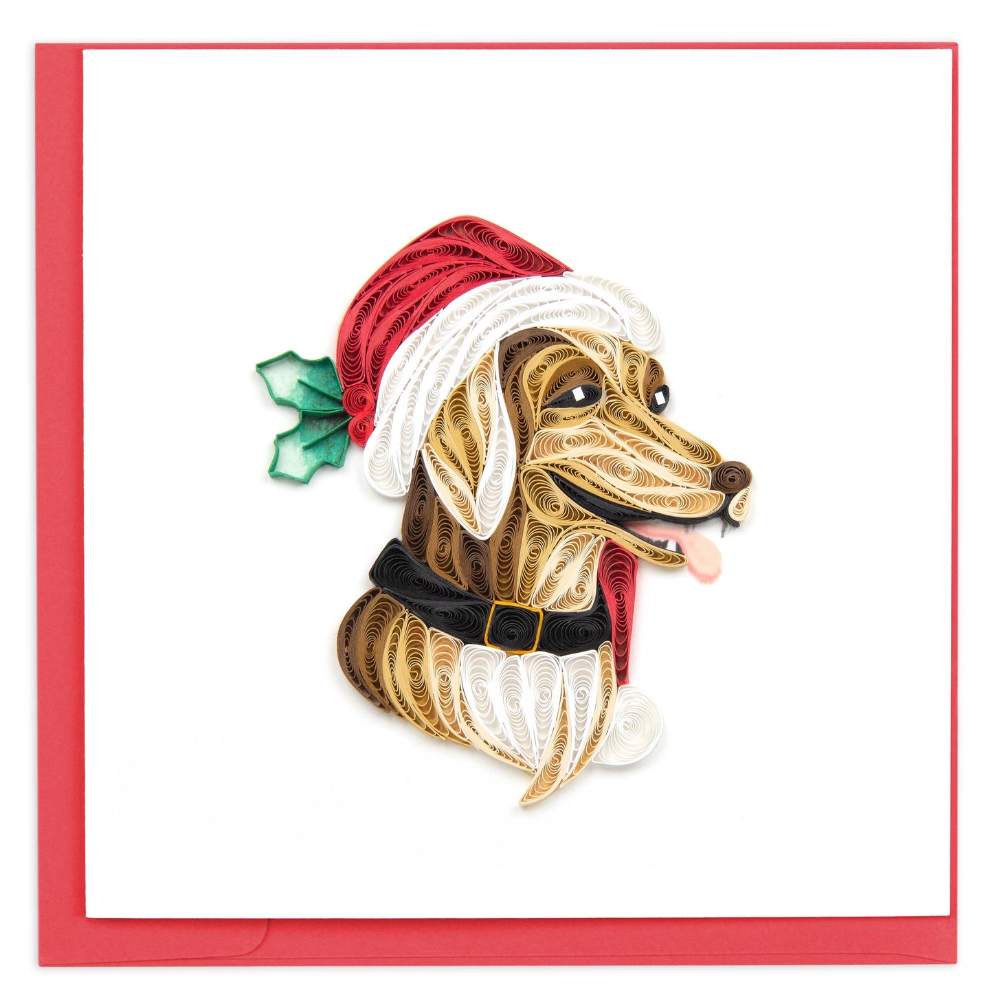 Quilled Greeting Card, "Holiday Dog"