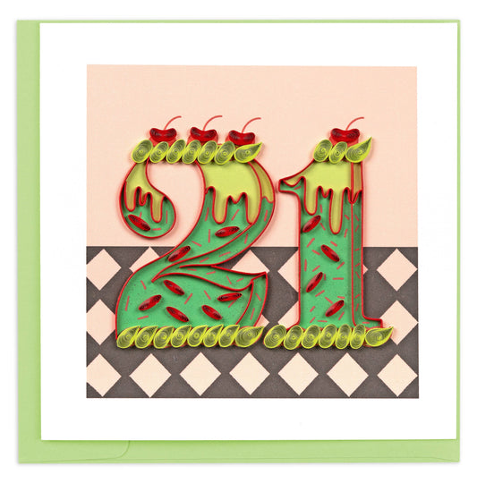 Quilled Greeting Card, "Milestone - 21"
