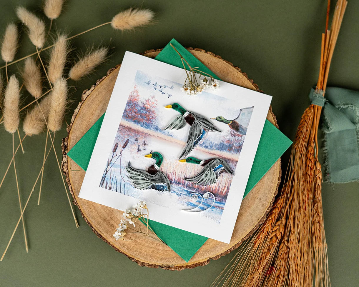Quilled Greeting Card, "Duck Migration"