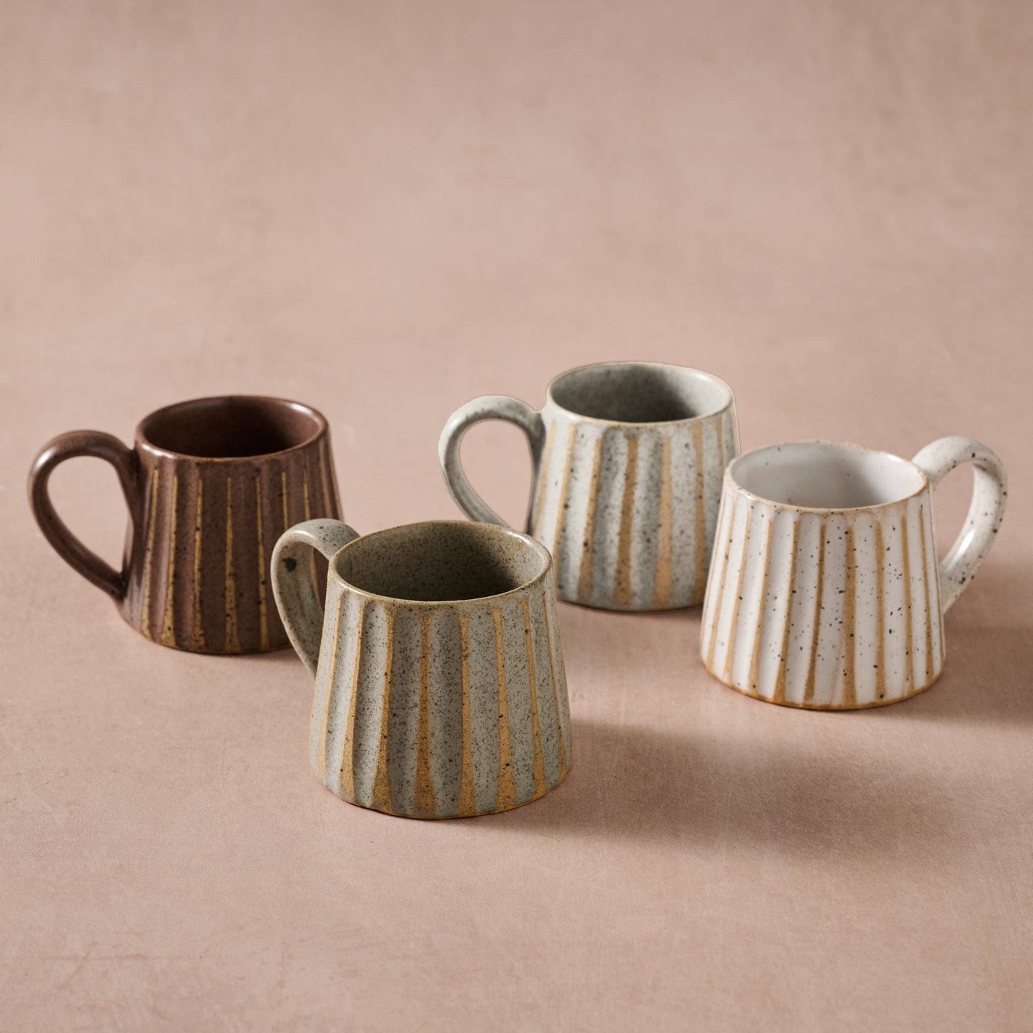 Sundara Conical Fluted Ceramic Espresso Mugs^