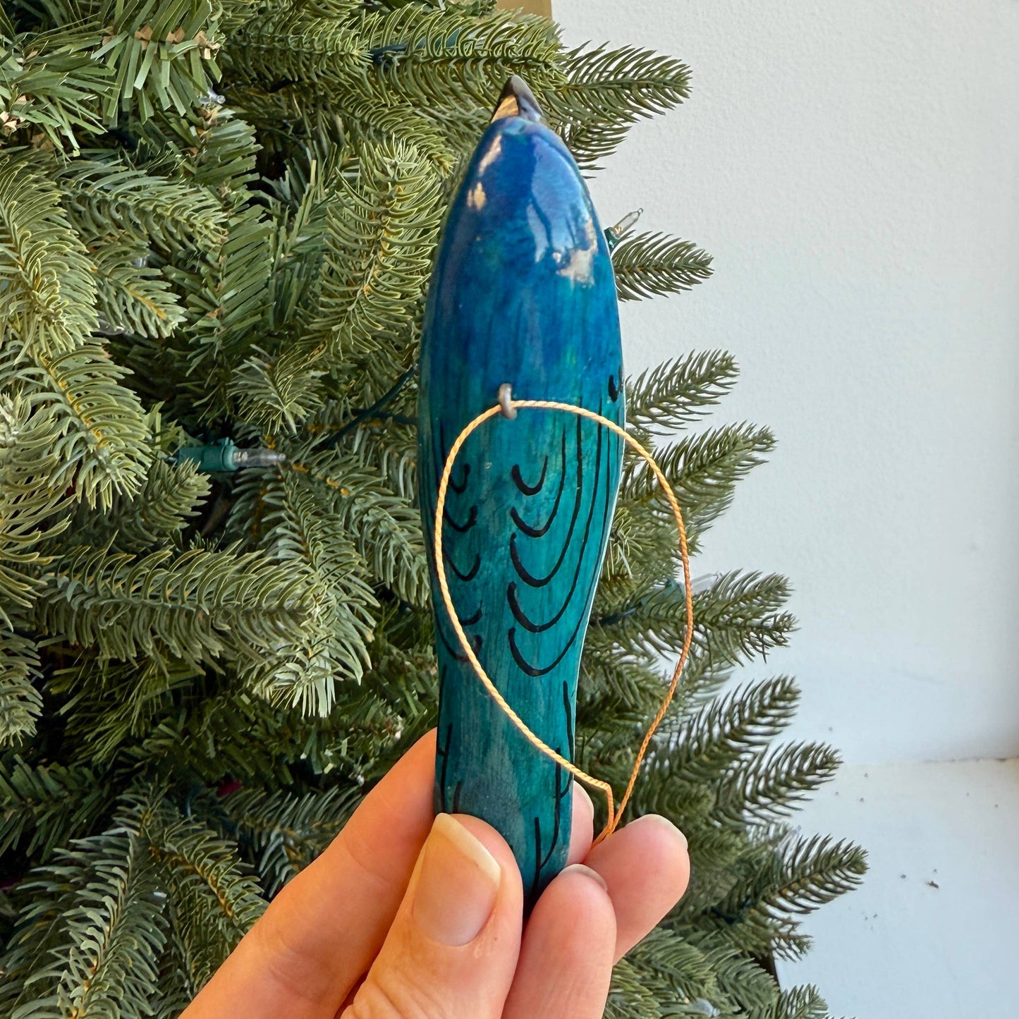 Indigo Bunting Wood Ornament