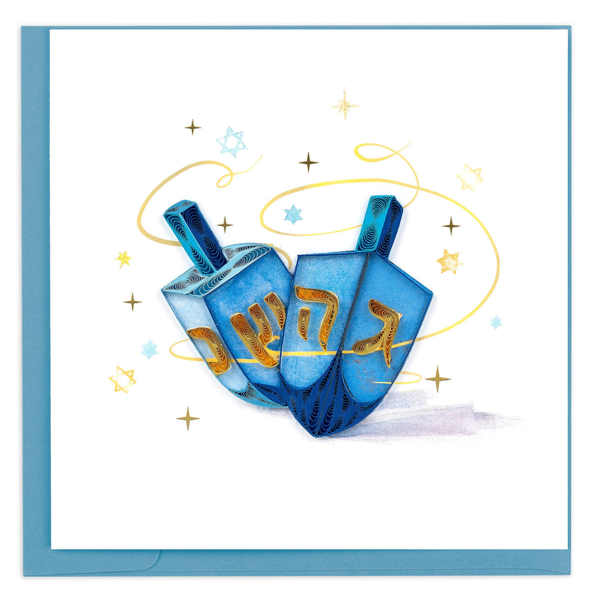 Quilled Greeting Card, "Hanukkah Dreidels"