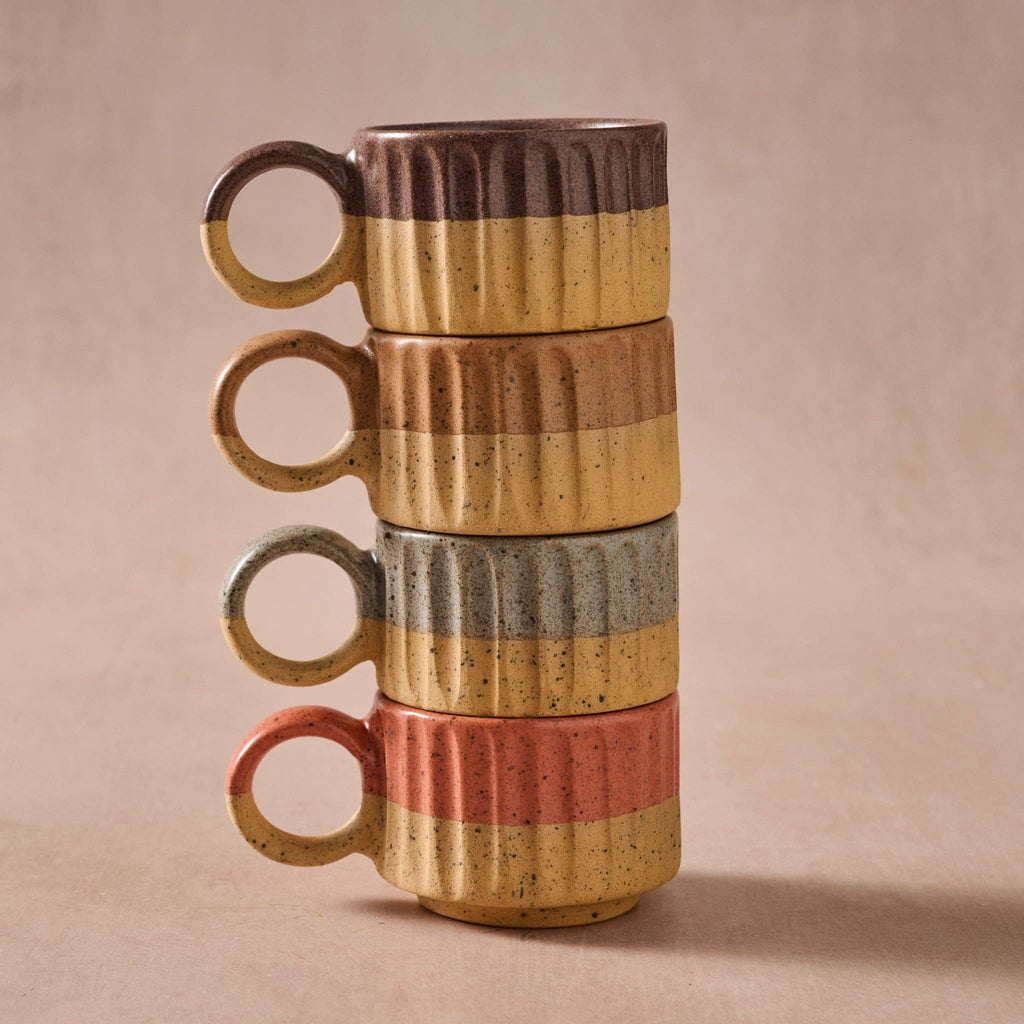 Sundara Fluted Ceramic Espresso Mugs^