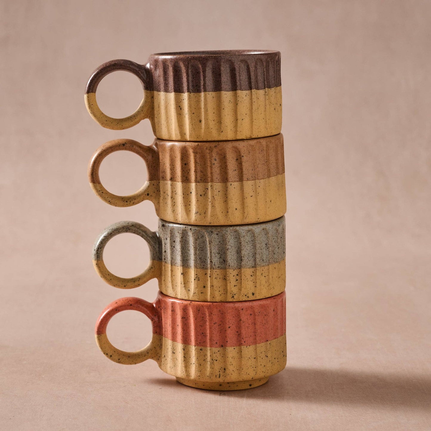 Sundara Fluted Ceramic Espresso Mugs^