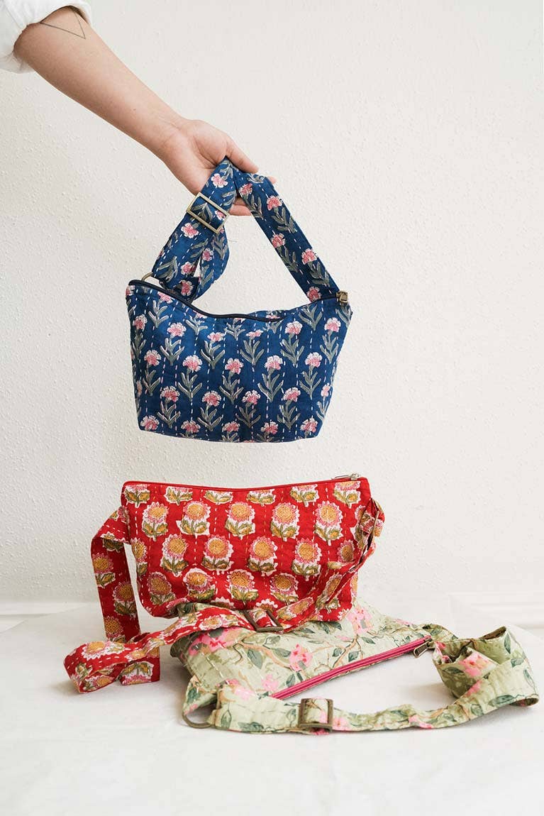 Kantha Crossbody Sling Bag, Assorted Cotton Prints^
