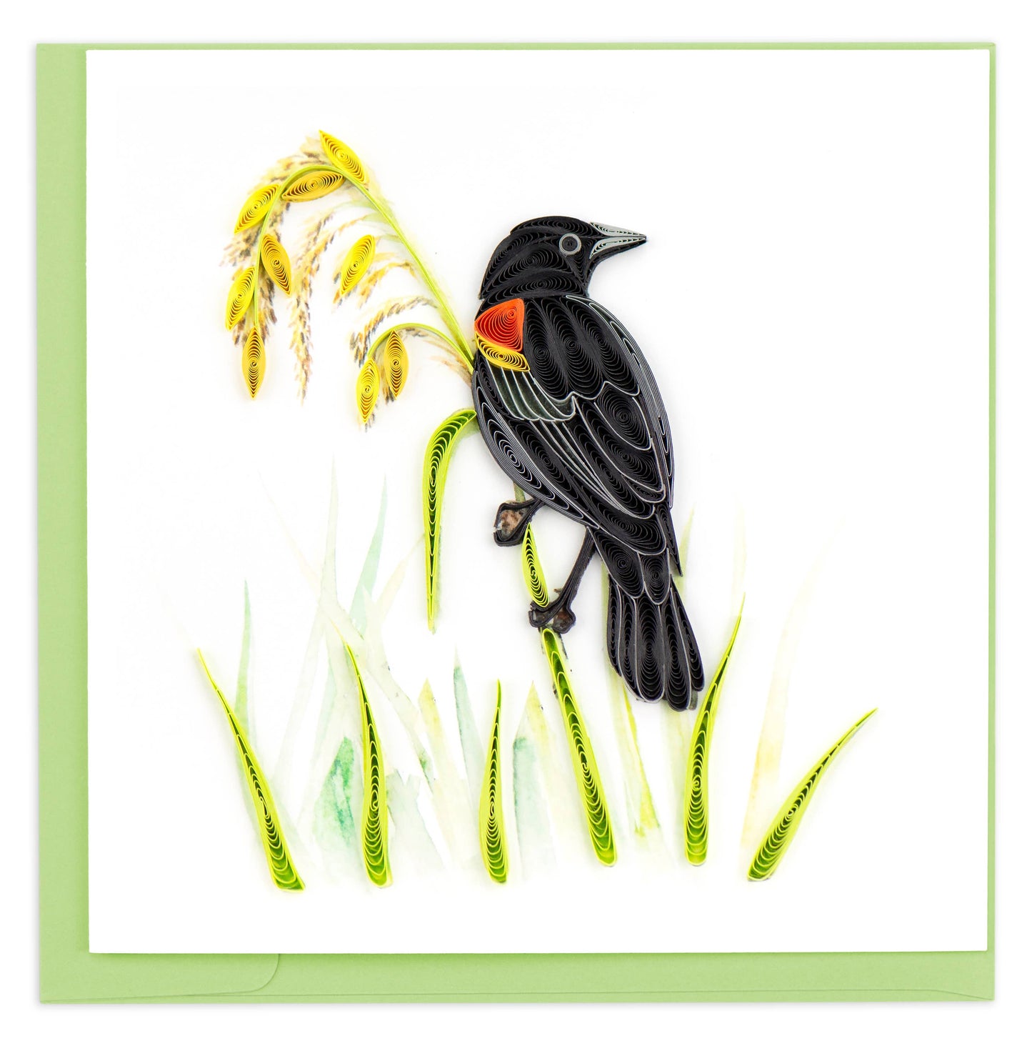 Quilled Greeting Card, "Red-winged Blackbird"