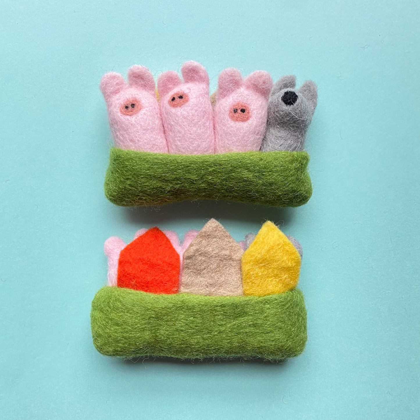 Felted "Pocket Pals", The Three Little Pigs
